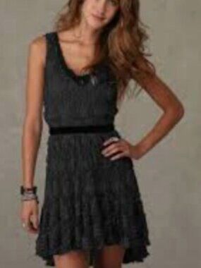 Free People Black Lace Tank Dress w/Beaded Neckline Size M NWT